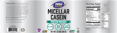 Photo of the NOW Sports Micellar Casein Unflavored label