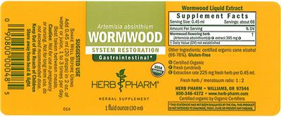 Photo of the Herb Pharm Wormwood label