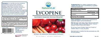 Photo of the Nature's Lab Lycopene label