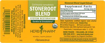 Photo of the Herb Pharm Stoneroot Blend label