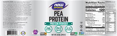 Photo of the NOW Sports Pea Protein label