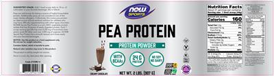 Photo of the NOW Sports Pea Protein Creamy Chocolate label