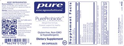 Product label for PureProbiotic