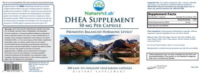 Photo of the Nature's Lab DHEA Supplement 50 mg label