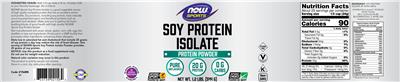 Photo of the NOW Sports Soy Protein Isolate Unflavored label