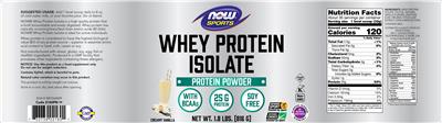 Photo of the NOW Sports Whey Protein Isolate Creamy Vanilla label
