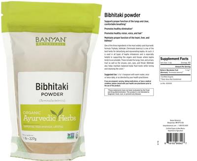 Photo of the Banyan Botanicals Bibhitaki Powder label