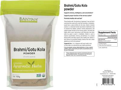 Photo of the Banyan Botanicals Brahmi/Gotu Kola Powder label
