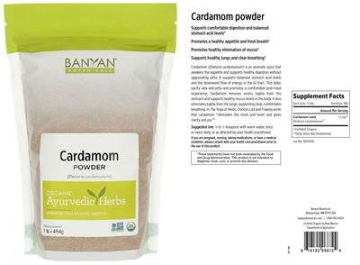 Photo of the Banyan Botanicals Cardamom Powder label