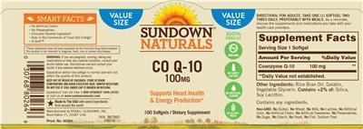 Photo of the Sundown Naturals CO Q-10 100 mg label