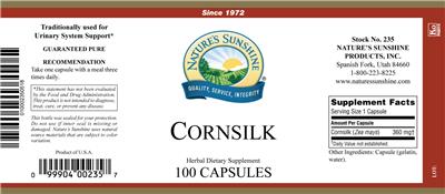 Photo of the Nature's Sunshine Cornsilk label