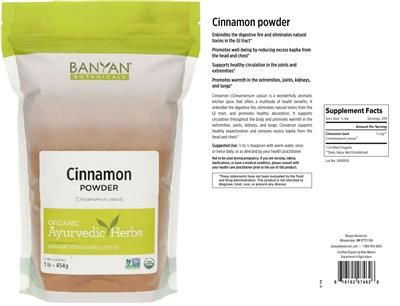 Photo of the Banyan Botanicals Cinnamon Powder label