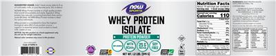 Photo of the NOW Sports Whey Protein Isolate Unflavored label