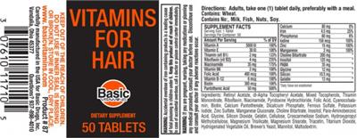 Photo of the Basic Vitamins Vitamins for Hair label