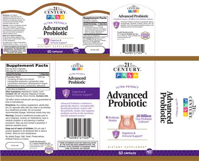 Photo of the 21st Century Advanced Probiotic label