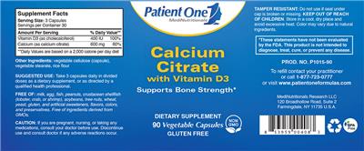 Photo of the Patient One 1 MediNutritionals Calcium Citrate with Vitamin D3 label