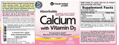 Photo of the Vitamin World Absorbable Calcium With Vitamin D3 label