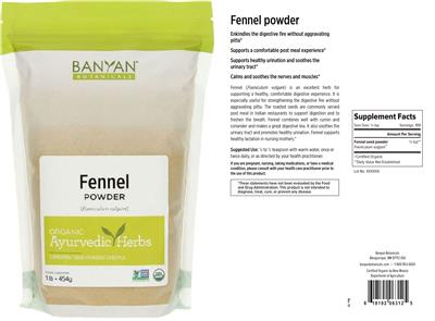 Photo of the Banyan Botanicals Fennel Powder label