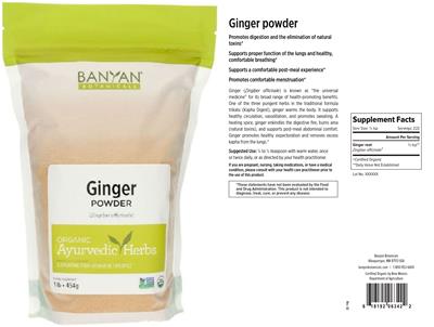 Photo of the Banyan Botanicals Ginger Powder label