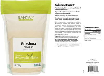 Photo of the Banyan Botanicals Gokshura Powder label