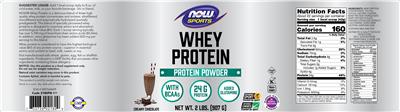 Photo of the NOW Sports Whey Protein Creamy Chocolate label