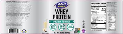 Photo of the NOW Sports Whey Protein Creamy Vanilla label
