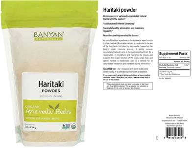 Photo of the Banyan Botanicals Haritaki Powder label