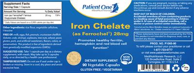 Photo of the Patient One 1 MediNutritionals Iron Chelate (As Ferrochel) 28 mg label