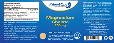 Photo of the Patient One 1 MediNutritionals Magnesium Chelate 200 mg label