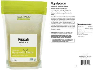 Photo of the Banyan Botanicals Pippali Powder label