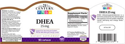 Photo of the 21st Century DHEA 25 mg label