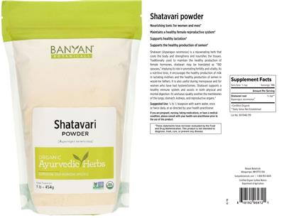 Photo of the Banyan Botanicals Shatavari Powder label