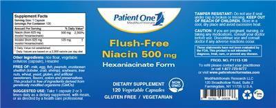 Photo of the Patient One 1 MediNutritionals Flush-Free Niacin 500 mg label