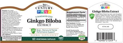 Photo of the 21st Century Gingko Biloba Extract label
