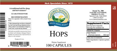 Photo of the Nature's Sunshine Hops label