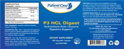 Photo of the Patient One 1 MediNutritionals P3 HCL Digest label