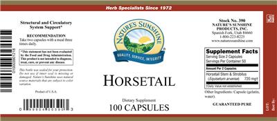 Photo of the Nature's Sunshine Horsetail label