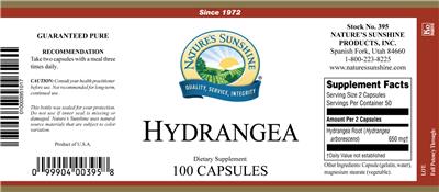 Photo of the Nature's Sunshine Hydrangea label
