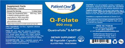 Photo of the Patient One 1 MediNutritionals Q-Folate 800 mcg label