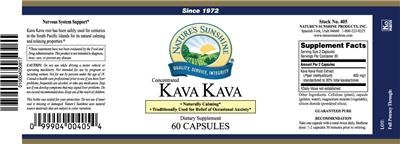 Photo of the Nature's Sunshine Kava Kava label