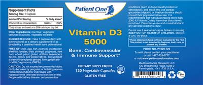 Photo of the Patient One 1 MediNutritionals Vitamin D3 5000 label
