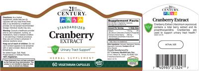 Photo of the 21st Century Cranberry Extract label