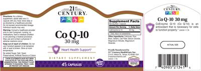 Photo of the 21st Century Co Q-10 30 mg label