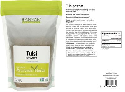 Photo of the Banyan Botanicals Tulsi Powder label