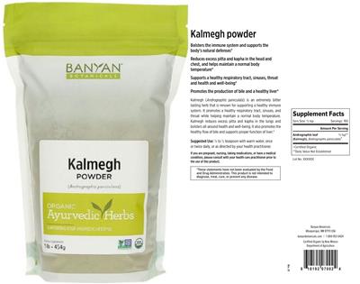 Photo of the Banyan Botanicals Kalmegh Powder label