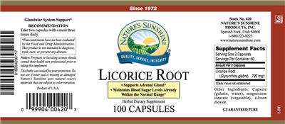 Photo of the Nature's Sunshine Licorice Root label