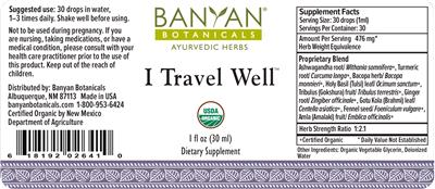 Photo of the Banyan Botanicals I Travel Well label