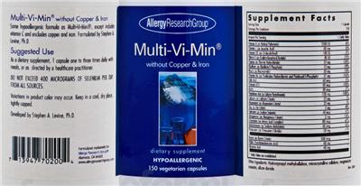 Photo of the Allergy Research Group Multi-Vi-Min Without Copper & Iron label