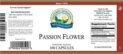 Photo of the Nature's Sunshine Passion Flower label