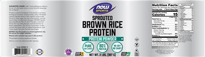 Photo of the NOW Sports Sprouted Brown Rice Protein Unflavored label
